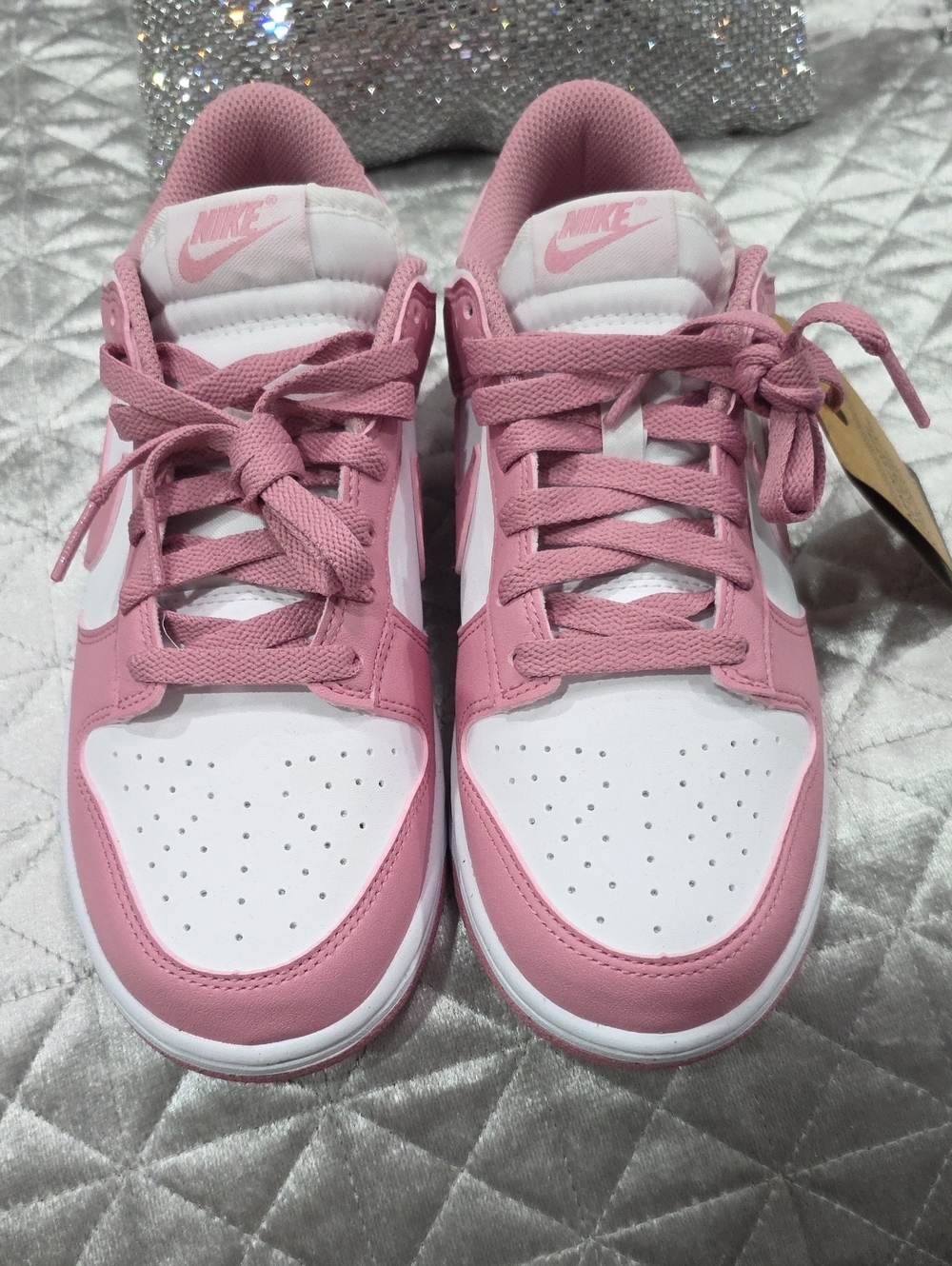 Nike Women's Pink and White Low-Top Sneakers - Casual Street Style